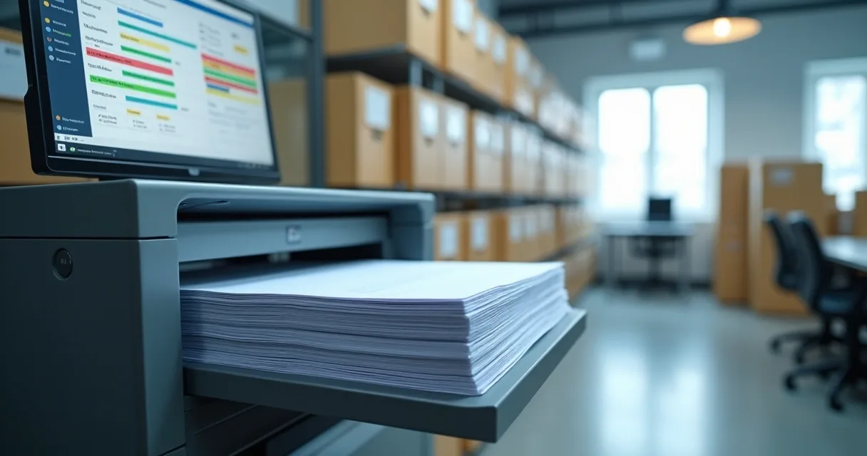 Scanner profissional digitalizando documento em ambiente corporativo 